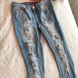 Light wash denim jeans